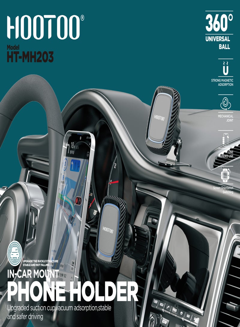 HooToo A strong magnetic car phone holder with 360-degree rotation. The magnetic phone holder is easy to mount on the dashboard or even the air vent. car mobile holder easy to use with one hand. It includes a car phone holder with a mounting bracket. mobile holder car  compatibles with all devices. - Image 2